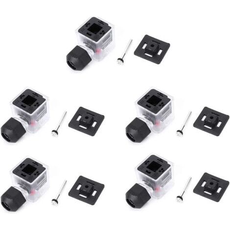5pcs Dustproof Electrical Plug with Indicator Light, Non-Cable for DC Solenoid Valve, Transparent (24V) (1/5)