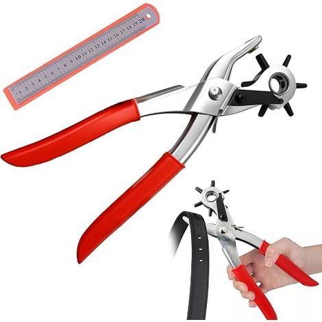 Pince Perforatrice Cuir, Pince Trou Ceinture Cuir, Pince Perforatrice Rotative, Trou Ceinture, Appareil Trou Ceinture, avec Règle, pour Papier, Plastique, Feutre, Projets de Bricolage et D'Artisanat (1/5)