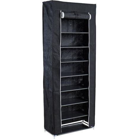Schuhschrank Stoffschrank Schuhregal Schuhablage Schuhständer Kleiderständer Schwarz (1/5)