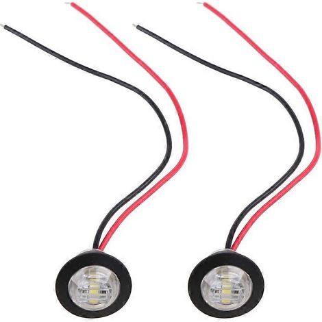 Lot de 2 mini feux de position ronds blancs 3/4" à 3 LED étanches pour remorque ou voiture (1/5)