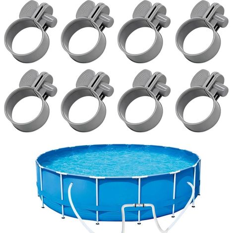 8er Set Schlauchschellen für Poolschläuche 32-38mm, Kunststoff, Rostfrei