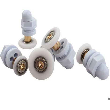 Roulettes Porte De Douche - Laiton - Pour Porte Coulissante En Verre - Diamètre 25 Mm - Lot De 4 (1/5)