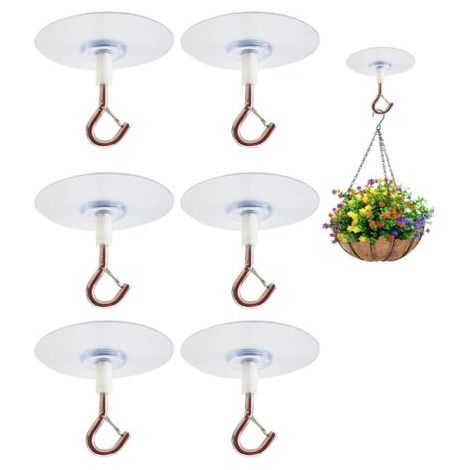 Lot de 6 Crochet Adhésif Plafond, Crochets de Plafond Autocollants, Crochets Adhésifs Robustes, Crochets Multifonctionnels pour Suspendre des Plantes et des Pots de Fleurs (1/4)