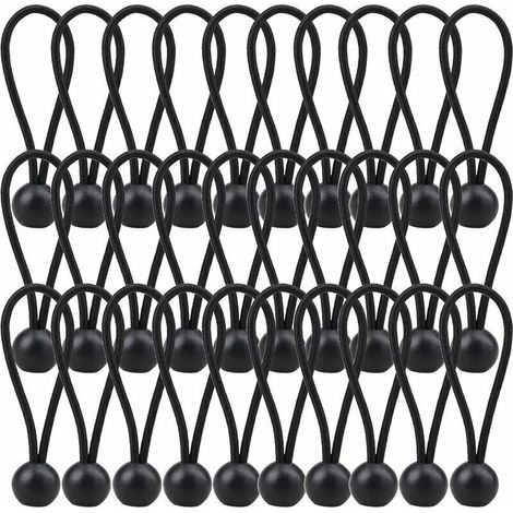 Tendeur Élastique 140mm Corde Élastique pour Bâche Pavillon Camping Tente Rideaux 30 Pièces Noir