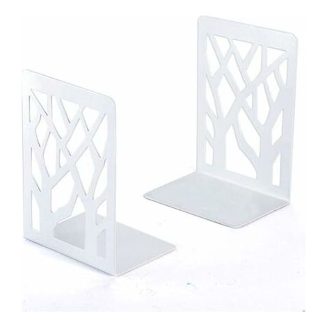 BUNTHAUS Serre-livres, serre-livres, serre-livres d'étagère, serre-livres lourds, supports d'étagère, décoration intérieure, serre-livres en métal blanc (1 paire), serre-livres (1/5)