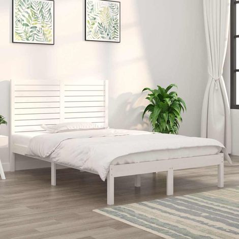 Estructura de cama de madera maciza blanca 135x190 cm (1/5)
