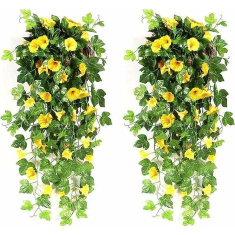 Fiori artificiali pendenti per uso esterno e interno, piante artificiali per decorazioni nuziali, giardino, muro, balcone