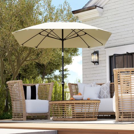 Ombrellone da giardino 233x233 cm, angolazione regolabile, palo in alluminio impermeabile, stecche in fibra di vetro, manovella color crema (1/5)