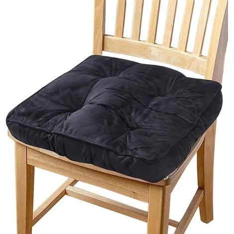 Coussin Carré de Chaise Epais Extérieur/Intérieur, Coussin Décoratif de Chaise Banc de Jardin Bureau Canapé Exterieur Interieur, Surface de Velours, Doux et Epaise, 43x43x8cm, Noir (1/3)
