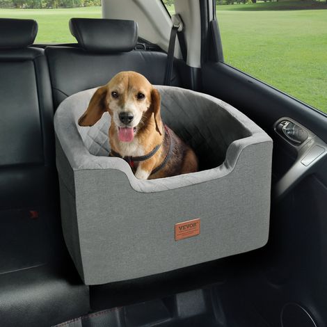 Siège auto pour chiens petits et moyens 25 kg, siège rehausseur imperméable pour chien, poche de rangement, laisse de sécurité à clipser, rembourrage éponge, lit pour animal de compagnie, gris (1/5)