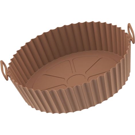 Tapa gruesa y reutilizable para freidora, fabricada en silicona apta para uso alimentario – 17,5 cm de diámetro, color marrón. (1/5)