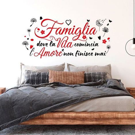 Sticker Mural Famille Amour - Vinyle PVC Italien - Pour Mur Cuisine Salon Chambre Enfant - 2 Pièces (1/5)