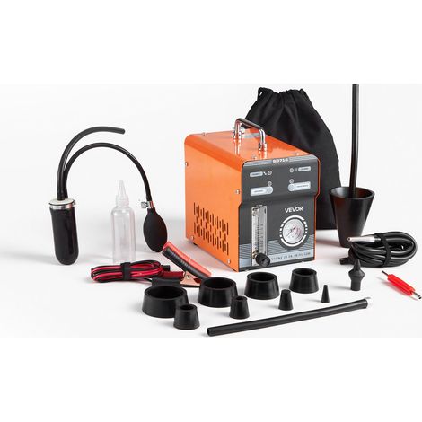 VEVOR Rilevatore EVAP di Perdite di Fumo per Auto 12V, Macchina Rilevatore di Perdite con Pompa ad Aria Flussometro per Moto Camion, Strumento Diagnostico per Rilevamento di Fumo, Pressione 1,6 Bar