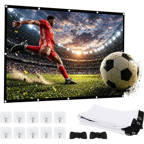 Écran de Projection 100 Pouces avec Accessoires – Écran HD 16:9 Plus épais – Écran de Projection Portable, Pliable et sans Plis pour Home cinéma, réunions et Camping en Plein air (1/5)