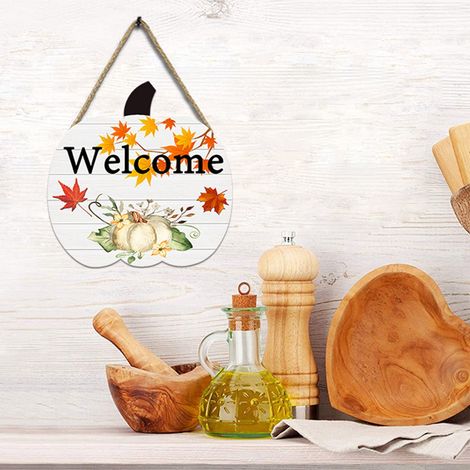 Panneau En Bois - Motif Citrouille - Décoration Murale Pour Thanksgiving - Plaque D'accueil Style Ferme - 31 x 31 cm - 1 Pièce (1/4)