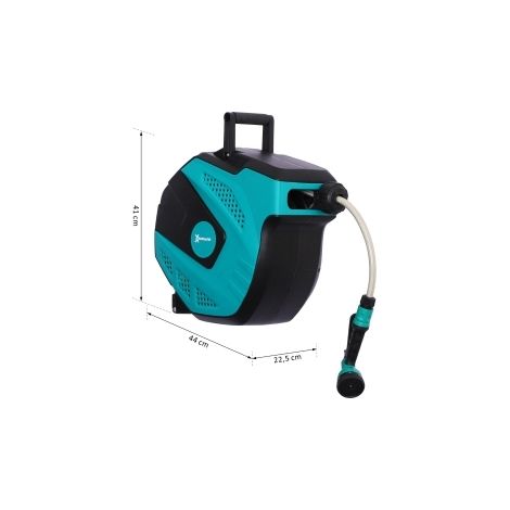 Enrouleur mural 15 m en plastique vert, avec rangement gain de place, pour jardin FloraGrace (1/5)