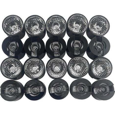 Packung mit 20 Acryllinsen mit schwarzem Halter, Fokussierlinse für LED-Perlen, LED-Chip-Lampe, 25 Grad, Ø 20 mm (1/4)