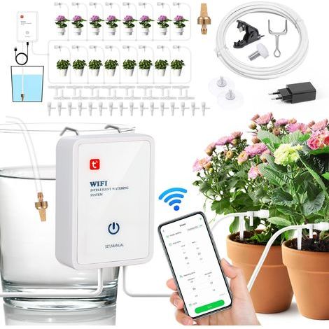 Irrigation Automatique Interieur pour Balcon de Jardin, avec Tuyau Arrosage,Programmateur Arrosage USB-C Rechargeable avec 16 Goutteurs (1/5)