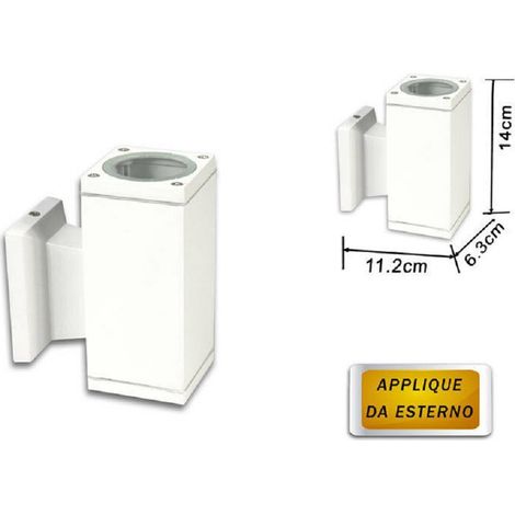 Trade Shop - Applique A Parete Per Esterno Giardino Ip55 Lampada Lampadina Attacco Gu10 - Blanco (1/2)