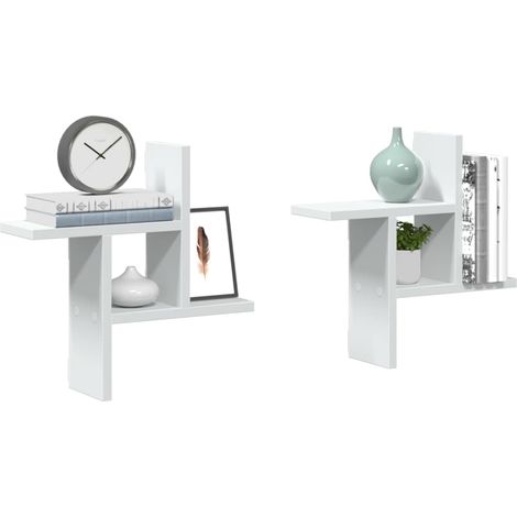 vidaXL Wall Shelves 2 pcs White 38x12x38 cm Engineered Wood (1/5)