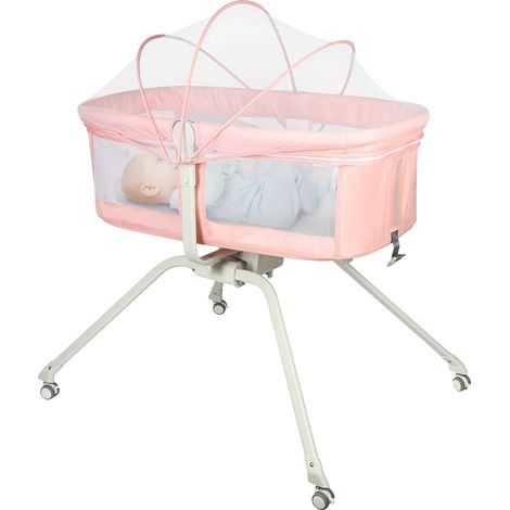 Berceau pour bébé, inclinaison réglable, léger et portable, Rose (1/2)