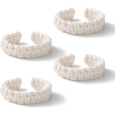 Embrasse pour Rideaux en Corde Coton 24 x 2 cm lot 4 Blanc (1/5)