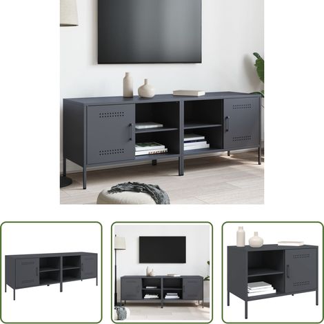 vidaXL Stahl-Schrank - TV-Schränke 2 Stk. Anthrazit 68x39x50,5 cm Stahl (1/5)
