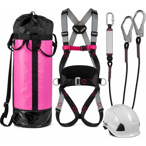 Kit de EPI básico compuesto por arnés, elemento de amarre y bolsa