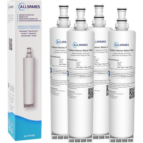 Filtro de agua AllSpares (4x) para frigorífico compatible con Whirlpool SBS002 / SBS200 (1/5)