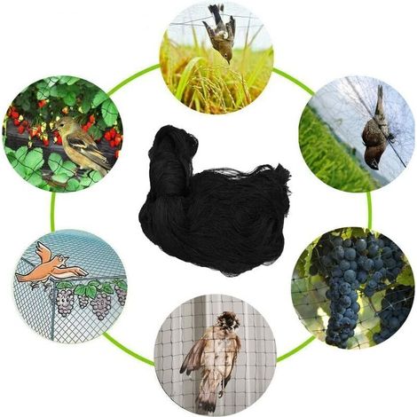 7.5m X 15m Filet Anti Oiseaux Noir, Filet Oiseaux Robuste, Filet Voliere Poulailler, Filet de Protection pour Oiseaux, Filet de Protection Les Potager et Fruits (1/4)