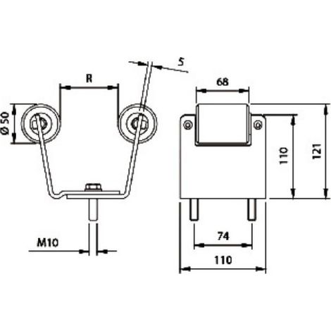 Butée réglable nylon pour coulissants – Écartement réglable – Fixation murale – Pour installations spécifiques – 53-76mm – Comunello (1/3)