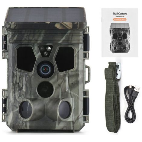 Jeffergarden Caméra de Chasse Solaire 4K 50MP 65ft ,120°/IP66 , 0,3s Déclenchement,Chasse Trail Caméra Caméra Faune Caméra