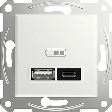 Schneider Electric Asfora toma USB blanco brillante compacto