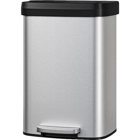 Cubo de basura de cocina, acero inoxidable, control de olores, plateado (1/2)