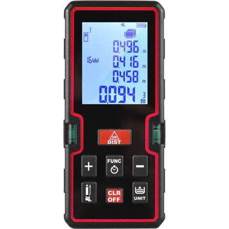 Telemetro laser da 100 m con app per smartphone, misuratore laser con 2 bolle d'aria, display LCD retroilluminato, modalità pitagorica, calcolo area/volume -Crezuo