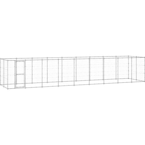 Chenil extérieur cage enclos parc animaux chien extérieur acier galvanisé 21,78 m²
