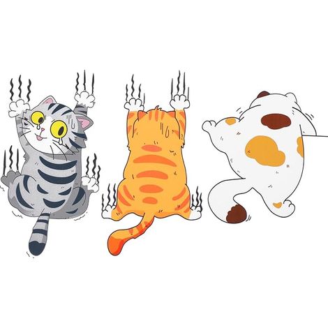 Lntyq Cartoon-Katzen-Autoaufkleber, 3 Stück, lustige Vinyl-Autoaufkleber, Katzen-Stoßstangenaufkleber, Anti-Kratz-Abdeckung (1/5)
