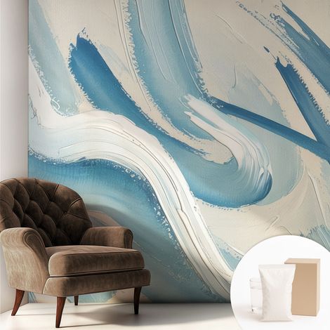 Tapete Vliestapete mit Kleber - trendige Wanddeko - elegant Fototapete für Wohnzimmer - Schlafzimmer Abstrakte Pinselstriche 250x250 cm (1/5)