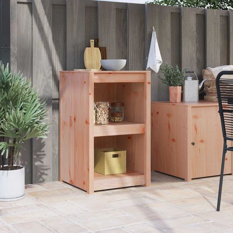 Armoire de cuisine avec 2 étagères en pin massif chêne brun 55 x 55 x 92 cm - PANGIVO (1/5)
