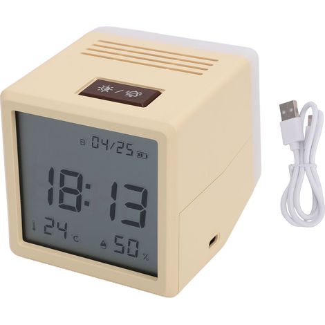 Réveil Enfant USB Lumière Veilleuse Design Bascule Jaune ABS Compact 8x8.2x9.5cm Batterie Intégrée Arrêt Interactif (1/5)