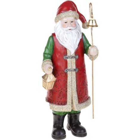 Statuetta con babbo natale e campanella , decorazione per interno h 34,5 cm