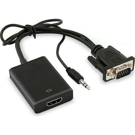 Câble Adaptateur Convertisseur VGA mâle Vers HDMI Femelle Sortie 1080 P HD+Audio TV AV HDTV