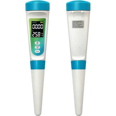pH-mètre numérique intelligent (format stylo), testeur de qualité de l'eau haute précision avec poudre d'étalonnage 3 points (pH 4,00/6,86/9,18), écran LCD, test de pH portable (1/5)
