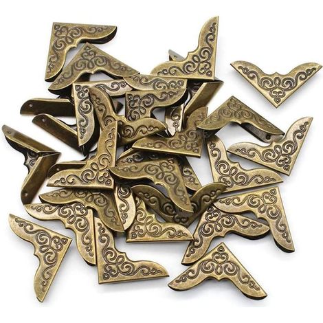 40 mini coins de livre-Métal,pour protéger，livres,dossiers,albums,albums photo,menus-Décoratifs,Bronze antique,15 x 20 mm (1/3)