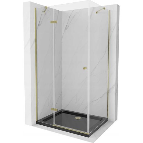 Mexen Roma cabina doccia inclinabile 100 x 80 cm, trasparente, oro + piatto Flat, nero - 854-100-080-50-00-4070G (1/5)