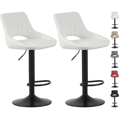 Set of 2 Bar Stools, Height Adjustable Swivel Barstools, Counter Stools with Backrest, Faux Leather Seat, Footrest and Metal Base for Home, Kitchen and Restaurant Stacey CREAM