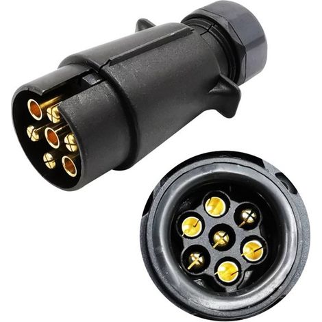 Euro-Anhängerstecker, 7-polig – Für Pkw, Wohnwagen, 12 V, schwarz (1/4)