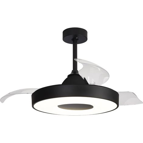 Plafonnier design, Plafonnier Ventilateur Coin Fan led 60W Noir en Plastique, MANTRA (1/5)