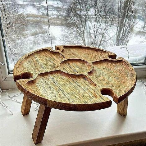 Porte-verres à vin 2 en 1, porte-verres à vin pliable, plateau de pique-nique (1/5)