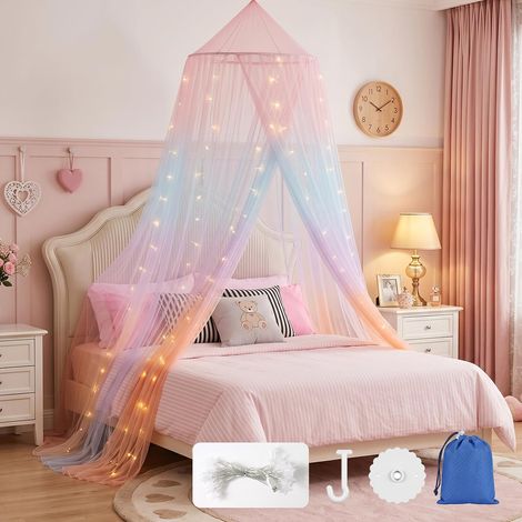 Moustiquaire pour lit, Moustiquaire de lit, Mosquito Net dôme 60X250X1200cm, Crochets, Sacs de Rangement et Lampes, Ciel De Lit Adulte Et Maison Indoor Outdoor, Moustiquaires Voyage (1/5)